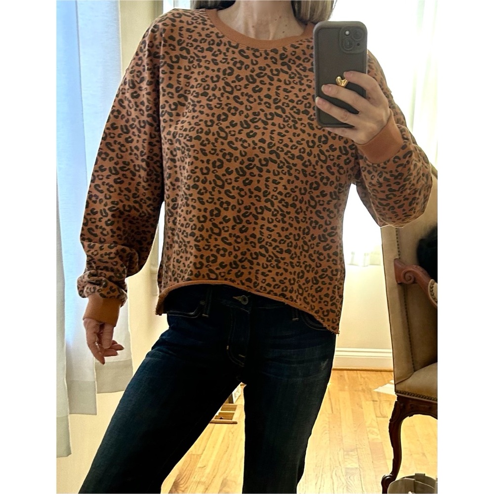 Blank NYC Caramel Brown Leopard Print Sweatshirt NWT New Size Medium